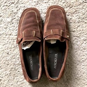 Brown suede loafers